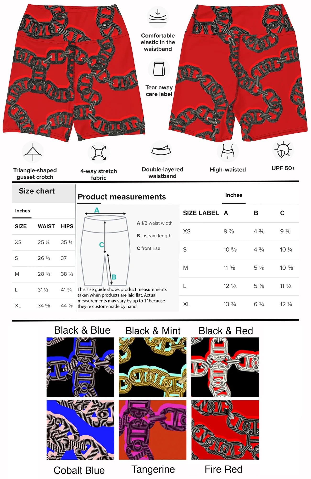 Chain print yoga shorts