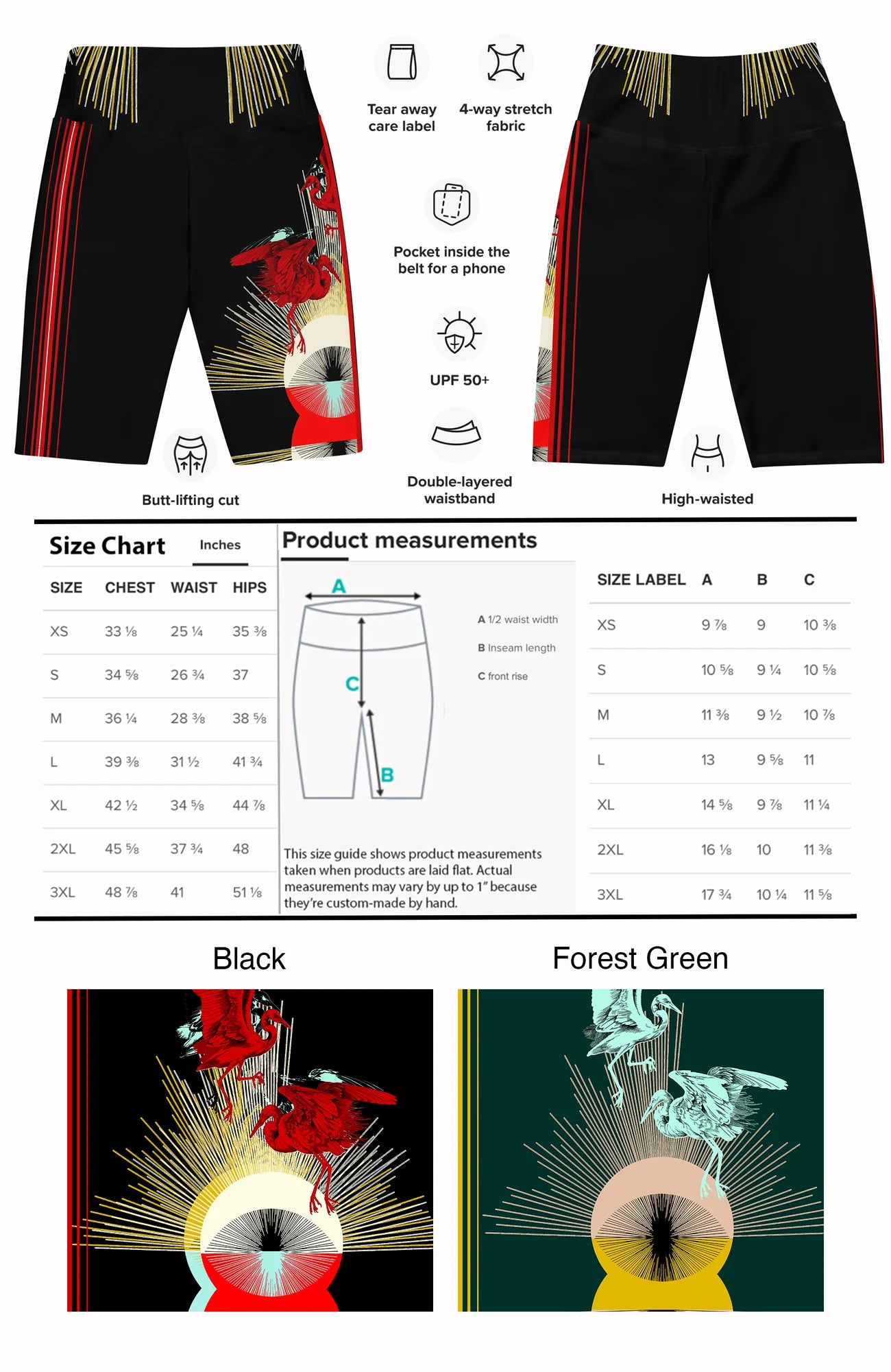 Crane Egret Sunburst Bike Shorts