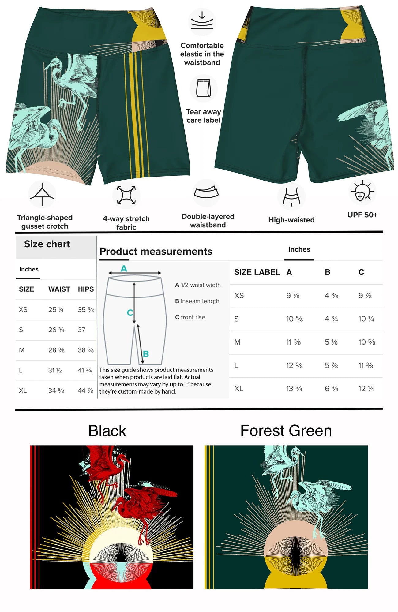 Crane Egret Yoga Shorts