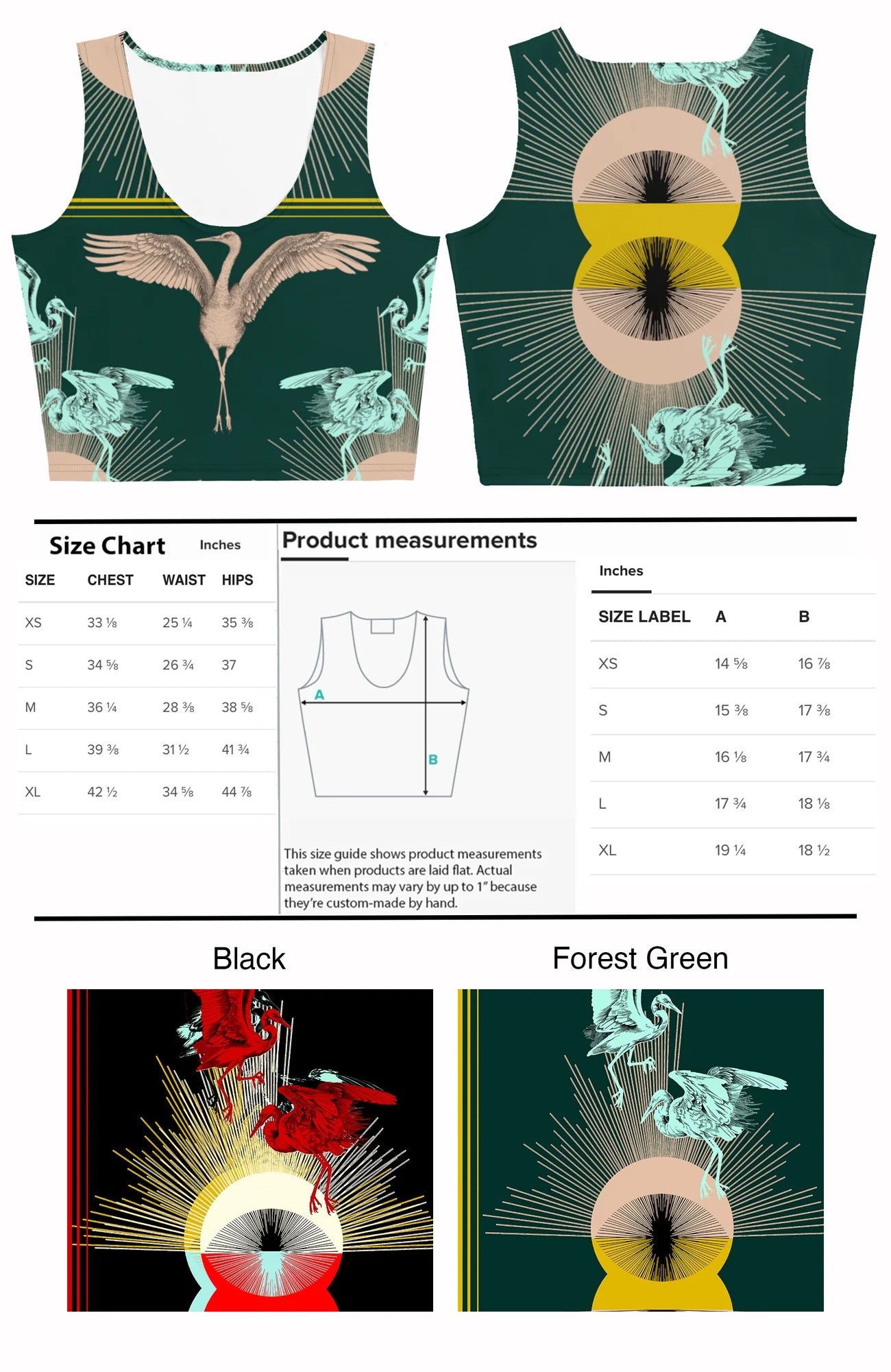 Crane Egret Sunburst Crop Tank Top