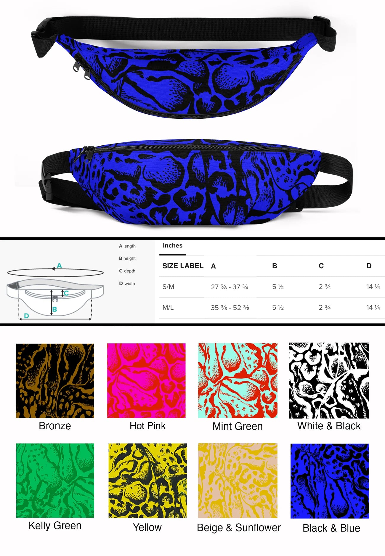 Clouded Leopard Print Fanny Pack