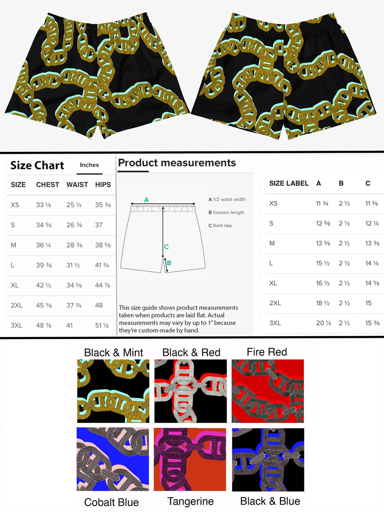 Chain Print Athletic High Waisted Shorts