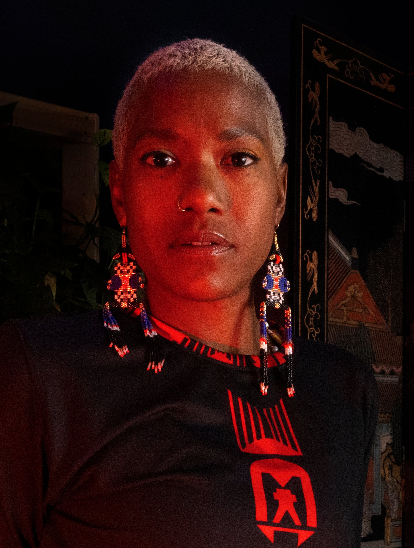 Sun Tapestry Earrings in Blue Velvet