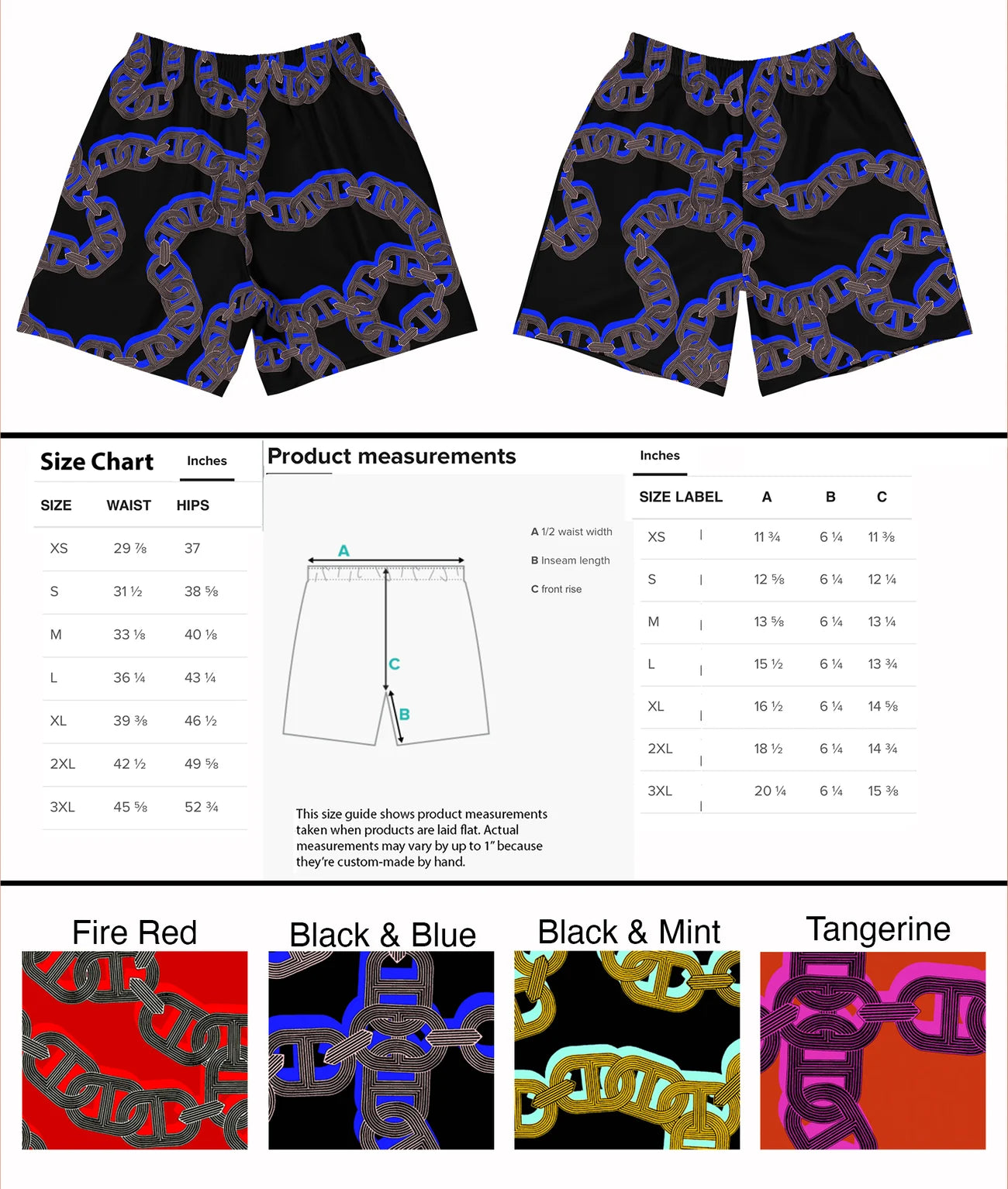 Chain Print Unisex Athletic Shorts