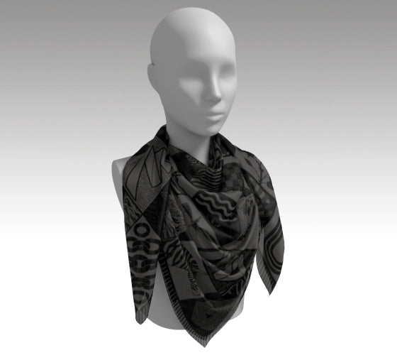 Chessboard Print Silk Scarf