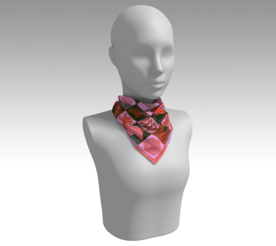Chessboard Print Silk Scarf