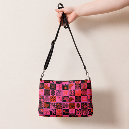 Chessboard Print Crossbody Bag