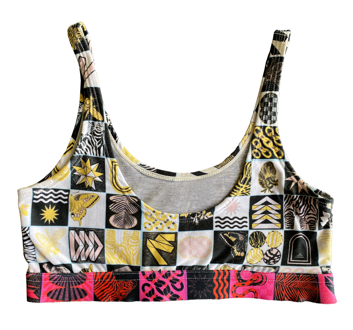 Chessboard Print Scoop Bralette