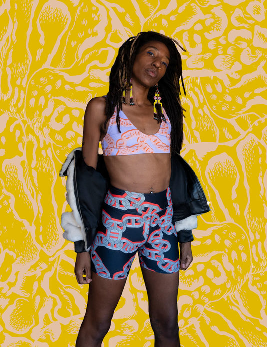 Chain print yoga shorts