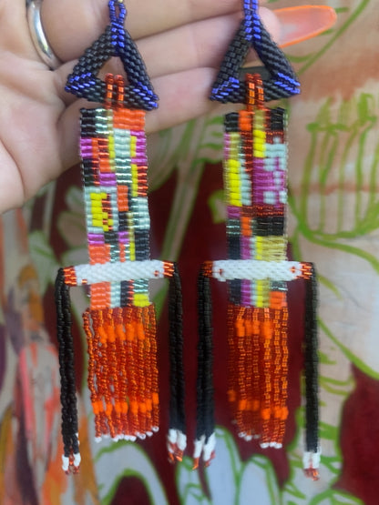Color Block Earrings in Yellow Teal