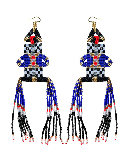 Sun Tapestry Earrings in Blue Velvet